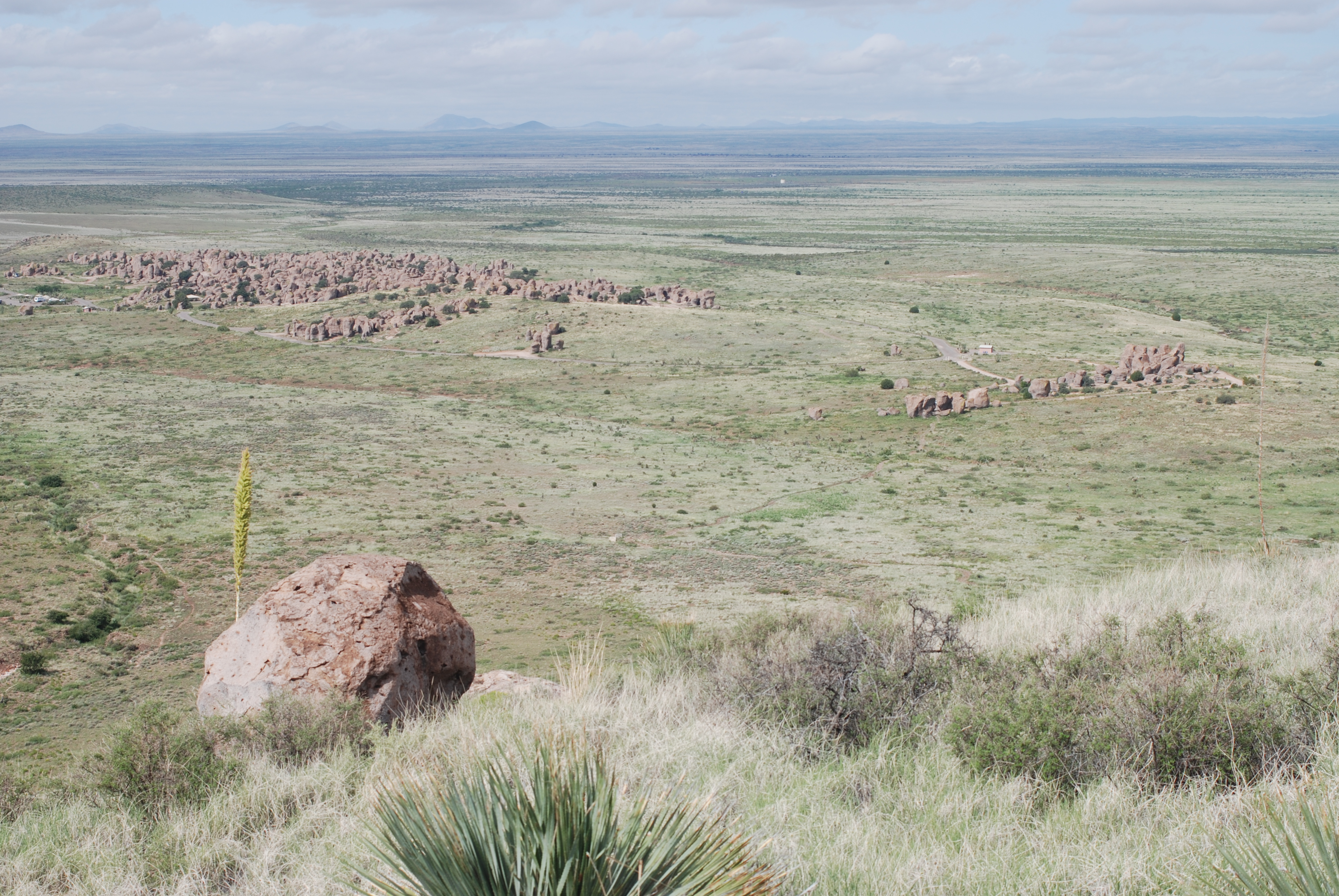 looking down at City of Rocks from a mesa