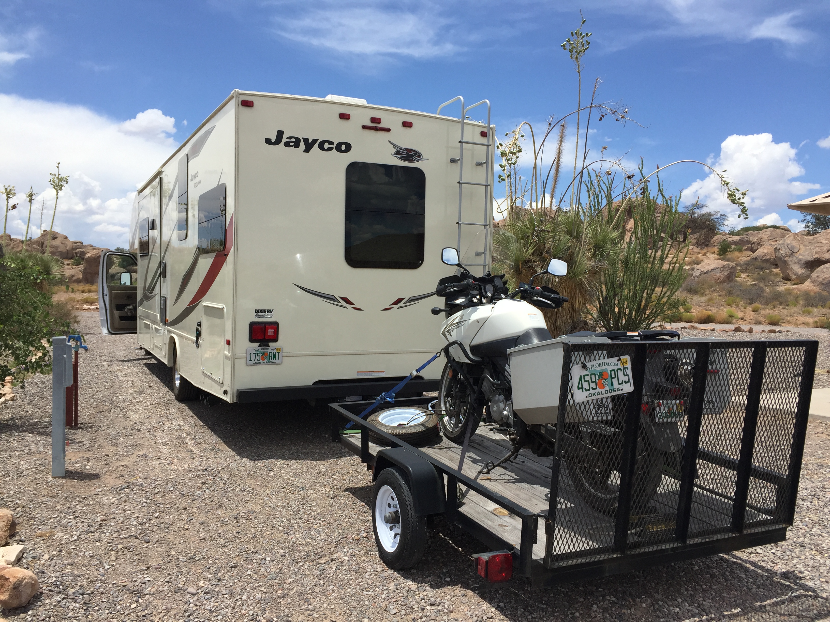 it's easier to get the bike off and on the small trailer